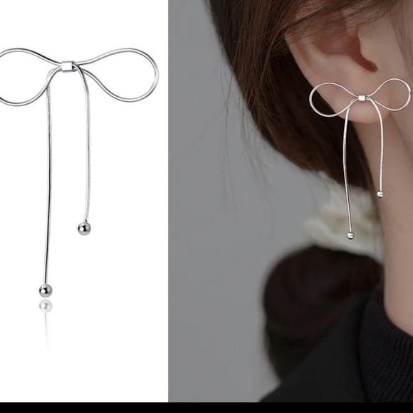 925 Bow Earrings - Picture 2 of 5